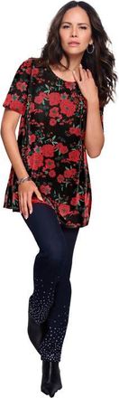 Roaman's Velour Swing Tee in Red Peony Garden at Nordstrom, Size 36