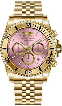 Invicta Pro Diver 49836 Heren Horloge - Quartz Uurwerk - Roestvrij Staal met roze Wijzerplaat - 43mm