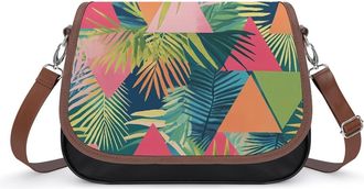 Generic 80S Triangles And Palm Trees Small Womens Crossbody Bags Shoulder Handbag with Adjustable Strap for Travel