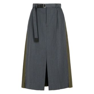 sacai Pinstripe-pattern Pleated Skirt