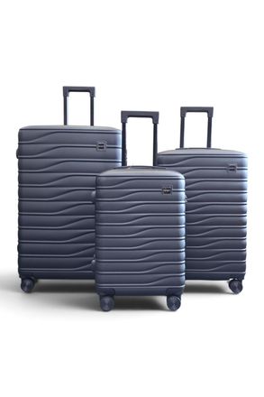 Infinity Leather Hardshell zwarte 8-wielige bagagekoffer Tas Koffer Set - Reis