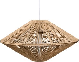 Beliani L&aacute;mpara Colgante Con Pantalla Trenzada De Cuerda De Papel L&aacute;mpara De Techo Boho Natural Caves