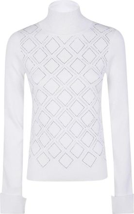 Blugirl Rhombus Pattern High Neck Sweater With Crystal Embellishment
