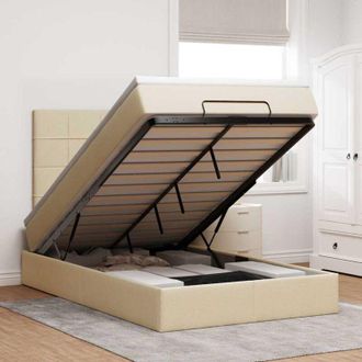 vidaXL Estructura De Cama Otomana Con Colch&oacute;n Tela Crema 120x200 Cm Vidaxl