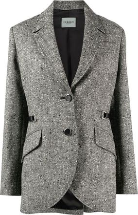 Durazzi Milano single-breasted blazer - women - Spandex/Elastane/Virgin Wool/Polyamide/Viscose/Lambskin - 42 - Grey