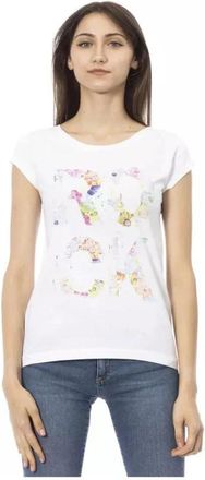 Trussardi Floral Print T-shirt - Dames - T-shirts - Wit - L - Katoen - Tops