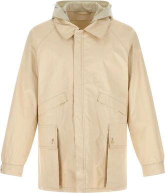 Christophe Lemaire Regenjas met Afneembare Capuchon - Heren - Parka Jassen - Beige - L - Katoen - Jassen