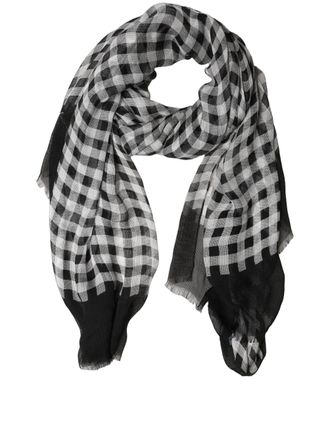 Dolce & Gabbana Black White Napoli Silk Gingham Shawl Womens Scarf