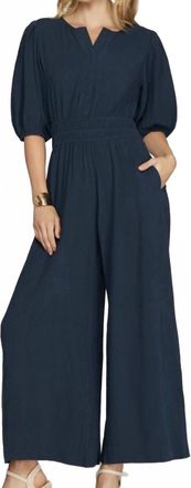 She + Sky Wide Leg With Pocket Jumpsuit In Navy
