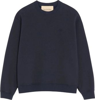 Valentino VLogo Katoenen Jersey Sweater - Heren - Sweatshirts - Blauw - XL - Katoen - Hoodies & sweatvesten
