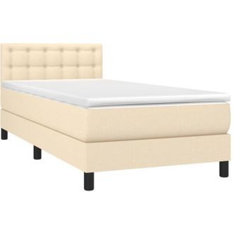 vidaXL Cama Box Spring Colch&oacute;n Y Luces Led Tela Crema 90x200 Cm Vidaxl