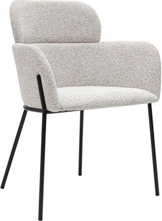 Miliboo Silla De Dise&ntilde;o En Tela Efecto Terciopelo Texturizado Beige Y Metal Negro Tulum