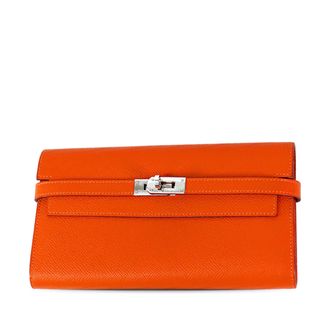 Herm&egrave;s Orange Epsom Kelly Longue Wallet