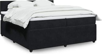 vidaXL Cama Box Spring Con Colch&oacute;n Terciopelo Negro 200x200 Cm Vidaxl