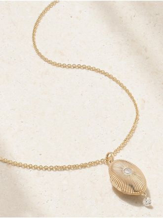 Pers&eacute;e Collana In Oro 9 Carati Con Diamanti Locket