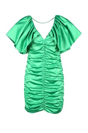 Simona Corsellini Green Mini Dress with Ruched Design