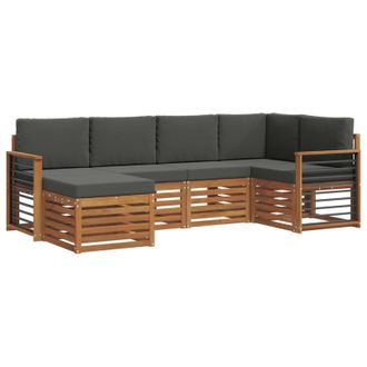 vidaXL Conjunto De Sof&aacute; Seccional Con Coj&iacute;n 6 Pcs Natural Y Antracita Vidaxl