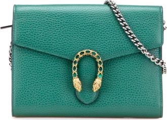 Gucci Pre-owned Cross Body Bags, female, Green, Size: ONE SIZE Pre-owned Chain Leather Wallet