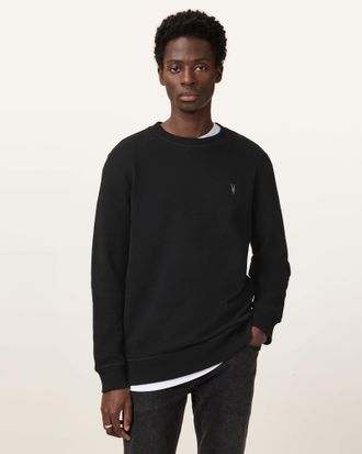 AllSaints Mens Cotton Raven Crew Neck Ramskull Sweatshirt, Size: XXL