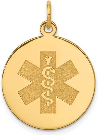 Diamond2Deal 14k Yellow Gold 19mm Round Non-enameled Medical Jewelry Pendant
