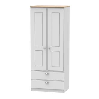 Welcome Furniture Westminster Ready Assembled 2 Door 2 Drawer Wardrobe in Grey Matt & Riviera Oak - Welcome Furniture | TJ Hughes