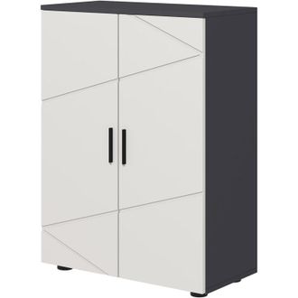 Kleankin Kleankin - Armadietto Bagno 2 Ante in Legno con 3 Ripiani 60x30x82cm Grigio