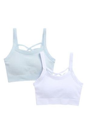 Yogalicious Assorted 2-Pack Claire Seamless Sports Bra in Serenity Sky/White at Nordstrom Rack, Size X-Large