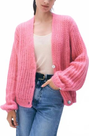 White + Warren Mohair Luxe Cardigan In Pink Bloom