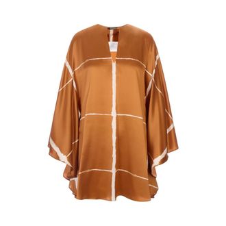 Kiton Blouses, female, Brown, Size: 2XS Satin Silk Shirt