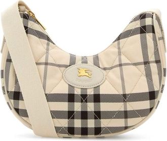 Burberry Embroidered Canvas Fabric Horseshoe Crossbody Bag