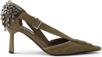 Prada Crystal-embellished Canvas Pumps