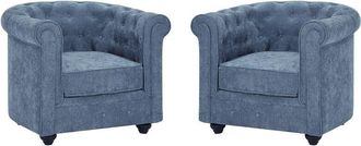 Vente-Unique Set di 2 poltrone in tessuto blu CHESTERFIELD