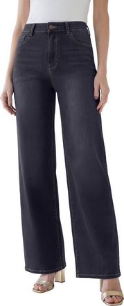 Roaman's Plus Size 360&ordm; Stretch 5 Pocket Wide Leg Jean in Dark Wash at Nordstrom, Size 24