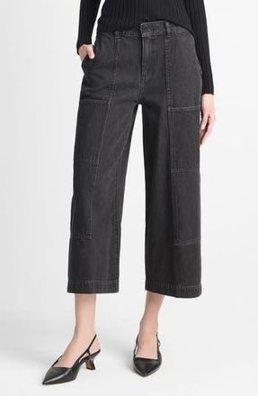 Vince Utility Crop Wide Leg Jeans in 063Wbk-Washed Black at Nordstrom Rack, Size 27