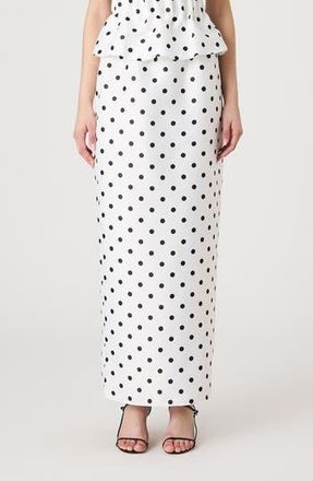 French Connection Polka Dot Maxi Skirt in Summer White-Polka Dot at Nordstrom Rack, Size Large