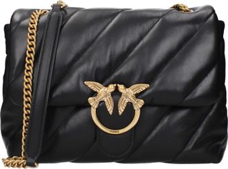Pinko Pinko Love Schoudertassen Dames Leer Zwart