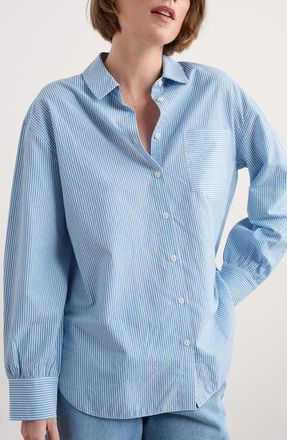 Seasalt Cornwall Sea Path Oversize Organic Cotton Poplin Button-Up Shirt in Mini Sunrise Skipper at Nordstrom, Size 12 Us