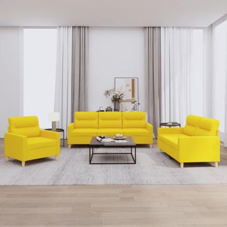 vidaXL Vidaxl - Juego De Sof&aacute;s Con Cojines 3 Piezas Tela Amarillo Claro