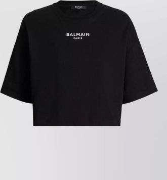 Balmain cropped crew neck nylon silk top