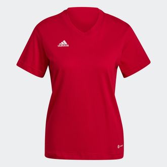 adidas Trainingsshirt ADIDAS PERFORMANCE ENT22 TEE W, Damen, Gr. XS, rot (team power rot 2), Obermaterial: 100% Baumwolle, bestickt, normal, V-Ausschnitt, Sh