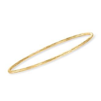 Canaria Canaria Italian 10kt Yellow Gold Textured and Polished Bangle Bracelet