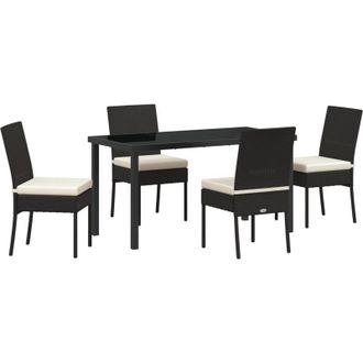 vidaXL Conjunto De Comedor De Jard&iacute;n 5 Pcs Negro Polirat&aacute;n Vidaxl