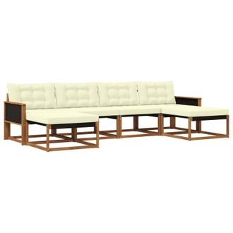 vidaXL Conjunto De Sof&aacute;s De Exterior Con Coj&iacute;n 6 Pcs Natural Y Crema Vidaxl