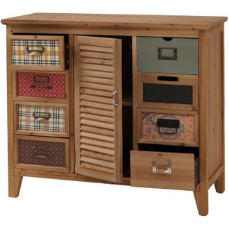 Hhg C&oacute;moda De Farmacia Hhg-293, Armario Con Cajones, Etiquetador, Contraventana Vintage Desgastada, 80 X 91 X 40 Cm, Cuerpo Natural