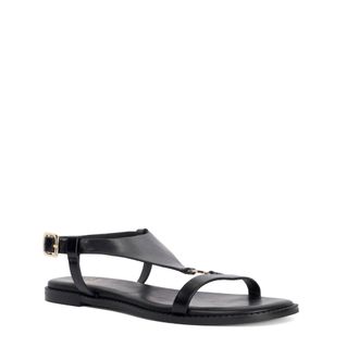 Dune London Womens Ladies Laith - Flat Leather T-Bar Sandals - Black - Size UK 3