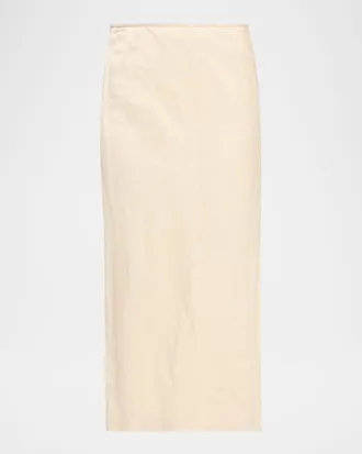 FFORME Mena Cotton-Blend Crinkled Straight Skirt