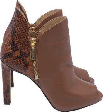 Michael Kors Michael Michael Kors Alane Open Toe Booties in Brown Leather