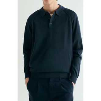 Scalpers Raglan Polo Neck Sweater in Navy at Nordstrom, Size Xx-Large