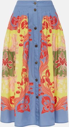 Etro Printed cotton poplin midi skirt