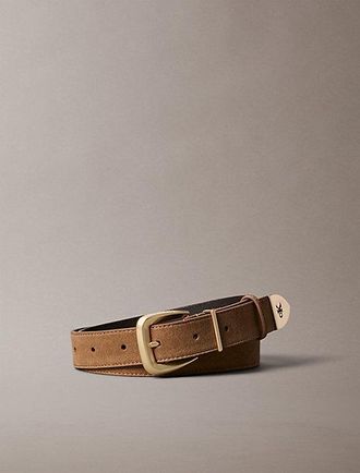 Calvin Klein Cintur&oacute;n de piel de ante con herrajes c&oacute;nicos
